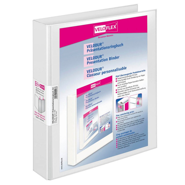 4000225049040 - Präsentationsringbuch VELODUR® 4147196 A4 2 Ringe 30mm Ring-Ø PP-kaschiert 2 Außentaschen weiß 4000225049040 10 Stück 4000225049040 - Präsentationsringbuch VELODUR® 4147196 A4 2 Ringe 30mm Ring-Ø PP-kaschiert 2 Außentaschen weiß 4000225049040 10 Stück