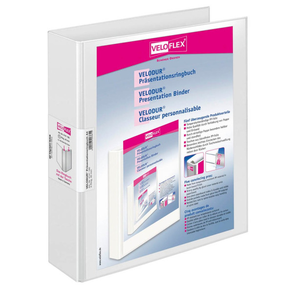 4000225049101 - Präsentationsringbuch VELODUR® 4141196 A4 4 Ringe 40mm Ring-Ø PP-kaschiert 2 Außentaschen weiß 4000225049101 10 Stück 4000225049101 - Präsentationsringbuch VELODUR® 4141196 A4 4 Ringe 40mm Ring-Ø PP-kaschiert 2 Außentaschen weiß 4000225049101 10 Stück