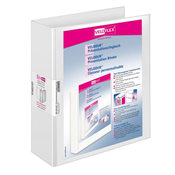 4000225049170 - Präsentationsringbuch VELODUR® 4139196 A4 4 Ringe 50mm Ring-Ø PP-kaschiert 2 Außentaschen weiß 4000225049170 10 Stück 4000225049170 - Präsentationsringbuch VELODUR® 4139196 A4 4 Ringe 50mm Ring-Ø PP-kaschiert 2 Außentaschen weiß 4000225049170 10 Stück