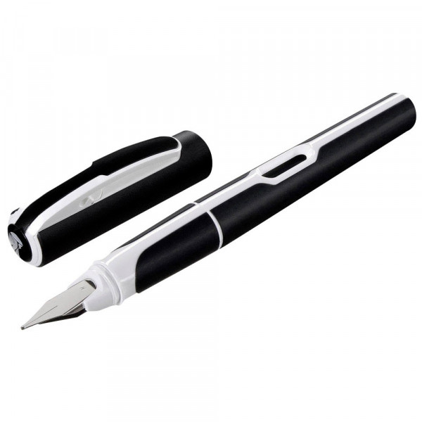 - M Style Bürobedarf Black Feder schwarz/weiß & Thüringen Füller Pelikan White