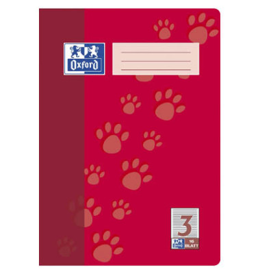 Schulheft 100050402, Lineatur 3 / Schreiblern-Lineatur, A4, 90g, rot, 16 Blatt / 32 Seiten