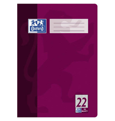 Schulheft 100050308, Lineatur 22 / kariert / keine, A4, 90g, pflaume, 16 Blatt / 32 Seiten