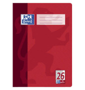 Schulheft 100050312, Lineatur 26 / kariert mit wei&szlig;em Rand / keine, A4, 90g, rot, 16 Blatt / 32 Seiten