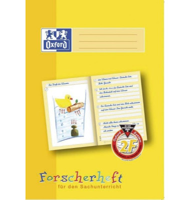 Forscherheft 100050095, Lineatur 2F / Schreiblern-Lineatur, A4, 90g, gelb, 16 Blatt / 32 Seiten