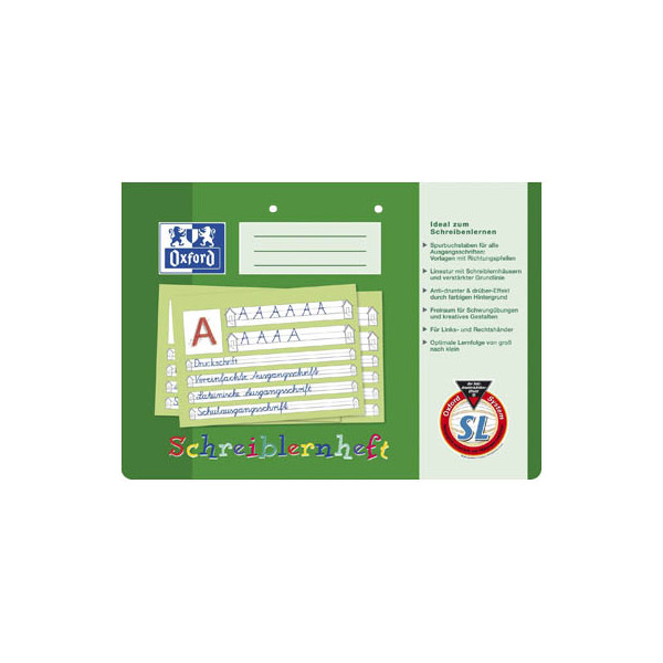 Oxford Schreiblernheft 100050089, Lineatur SL / Schreiblern-Lineatur / keine, A4 quer, 90g, grün, 16 Blatt / 32 Seiten 4006144582118 Ox