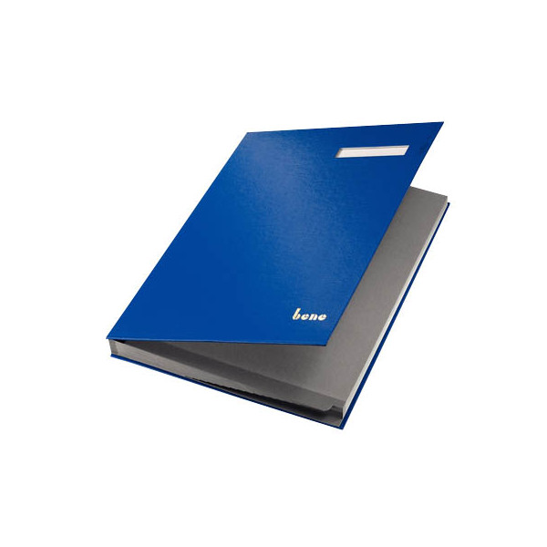 9003267760107 - Unterschriftenmappe 76400 A4 250g Karton blau mit Einsteckschild 19 Fächer 9003267760107 Bene