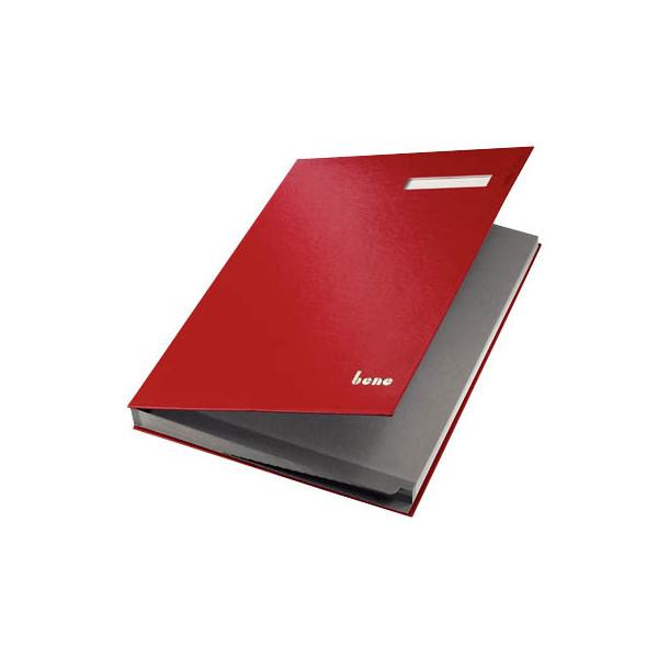 9003267760701 - Unterschriftenmappe 76400 A4 250g Karton rot mit Einsteckschild 19 Fächer 9003267760701 Bene