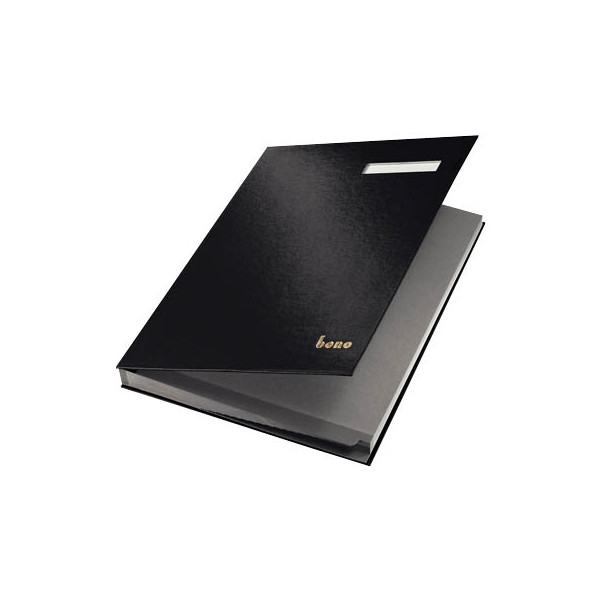 9003267760800 - Unterschriftenmappe 76400 A4 250g Karton schwarz mit Einsteckschild 19 Fächer 9003267760800 Bene