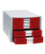 Schubladenbox Impuls 1010-17 lichtgrau/rot 4 Schubladen geschlossen