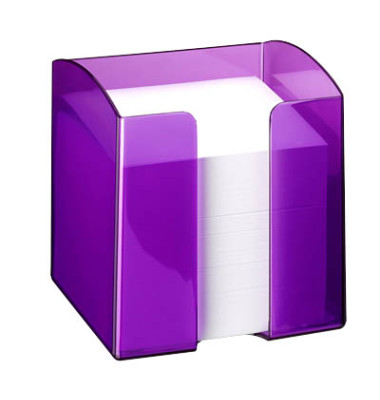 Zettelbox 1701682992, Trend, 10x10x10,5cm, purpur, Kunststoff, inkl.: 800 Notizzettel