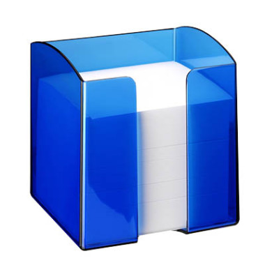 Zettelbox 1701682540, Trend, 90x90mm, inkl. 800 Notizzettel, blau/transparent, Polystyrol