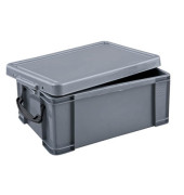 Aufbewahrungsbox 9S, 9 Liter mit Deckel, für A5, außen 395x255x155mm, Kunststoff silber