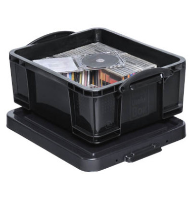 Aufbewahrungsbox 18BK, 18 Liter mit Deckel, für CDs/DVDs, außen 480x390x200mm, Kunststoff schwarz