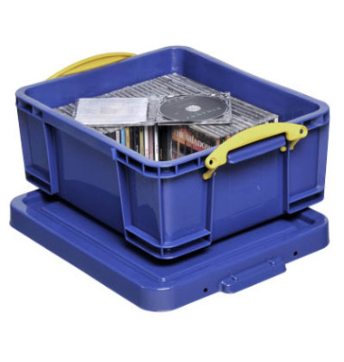 Aufbewahrungsbox 18B, 18 Liter mit Deckel, für CDs/DVDs, außen 480x390x200mm, Kunststoff blau