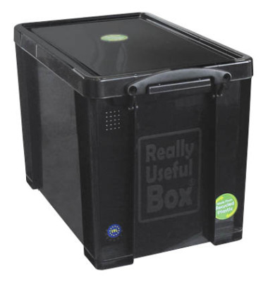 Aufbewahrungsbox 19BK, 19 Liter mit Deckel, für A4 Hängemappen, außen 395x255x290mm, Kunststoff schwarz