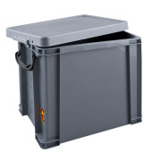 Aufbewahrungsbox 19S, 19 Liter mit Deckel, für A4 Hängemappen, außen 395x255x290mm, Kunststoff silber