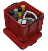 Aufbewahrungsbox 35R, 35 Liter mit Deckel, für A4 Ordner, Hängemappen, außen 480x390x310mm, Kunststoff rot