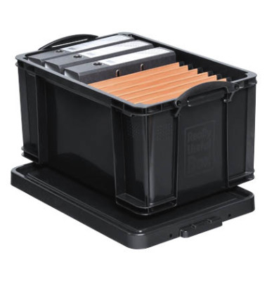 Really Useful Box Aufbewahrungsbox 48BKCB, 48 Liter mit Deckel, für A4  Hängemappen, außen 610x402x315mm, Kunststoff schwarz - Bürobedarf Thüringen