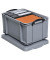 Aufbewahrungsbox 48S, 48 Liter mit Deckel, für A4 Hängemappen, außen 610x402x315mm, Kunststoff silber