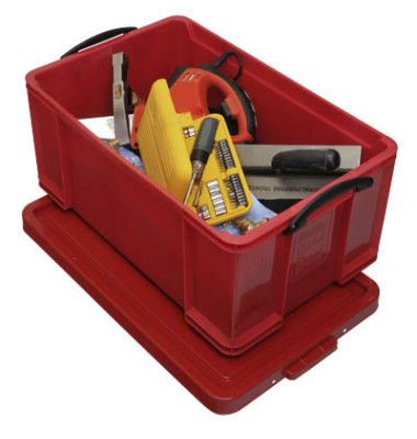 Aufbewahrungsbox 64RCB, 64 Liter mit Deckel, für A4 Ordner, außen 710x440x310mm, Kunststoff rot