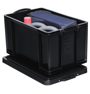 Aufbewahrungsbox 84BKCB, 84 Liter mit Deckel, für A4 Ordner, außen 710x440x380mm, Kunststoff schwarz