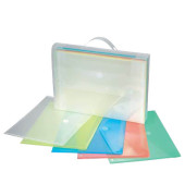Dokumententasche 40199-94, A4, farbig sortiert-transparent, Kunststoff, Klettverschluss