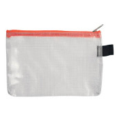 Reißverschlußtasche Mesh Bag PVC A6 173x118mm farblos/orange