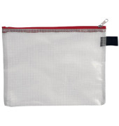 Reißverschlußtasche Mesh Bag PVC B6 220x173mm farblos/rot