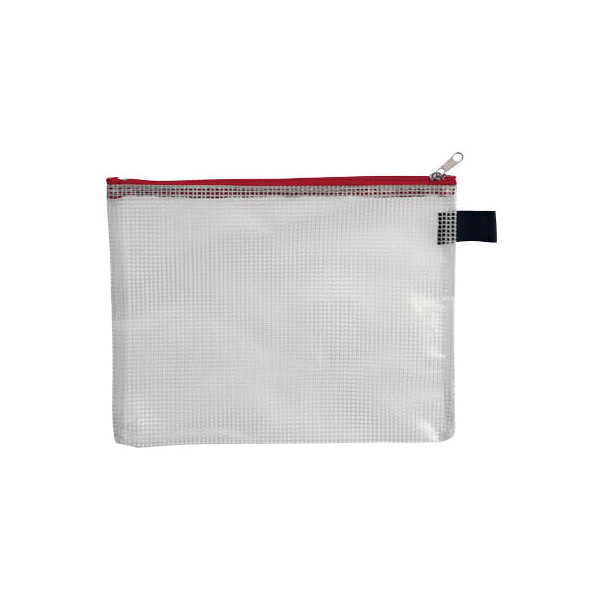 4250037413694 - Reißverschlußtasche Mesh Bag PVC B6 220x173mm farblos rot 4250037413694 FolderSys
