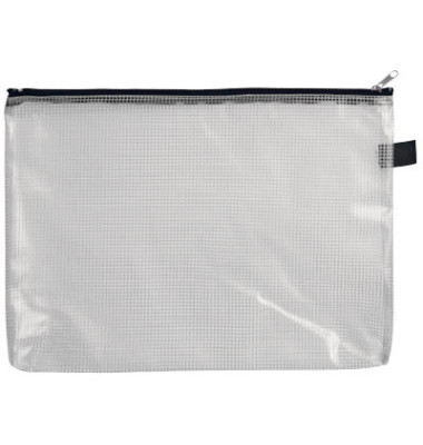 Reißverschlußtasche Mesh Bag PVC B5 288x227mm farblos/schwarz