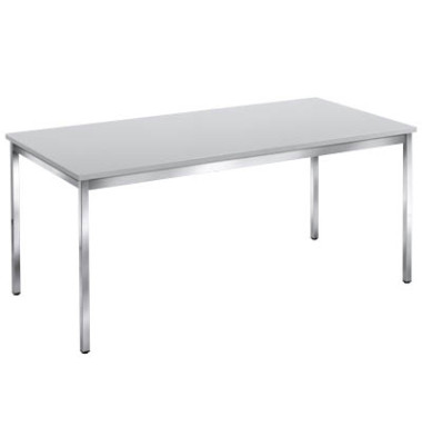 Schreibtisch, 74cm (H), 160x80cm (BxT), rechteckig, grau / chrom