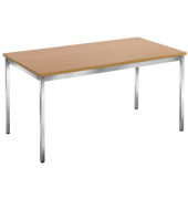 Schreibtisch, 74cm (H), 140x80cm (BxT), rechteckig, buche / chrom