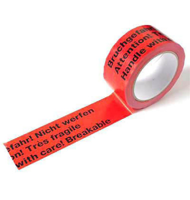 Signalpackband 100346, Bruchgefahr, 50mm x 66m, 55my, rot/schwarz