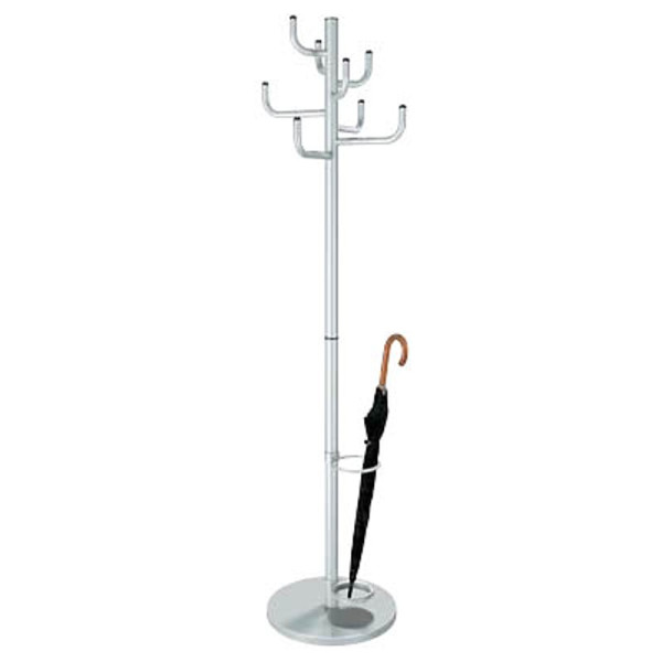 4044917402904 - Garderobenständer Sierra 6099 mit 8 Haken mit Schirmständer mit Hutablage Metall silber 4044917402904 Kerkmann