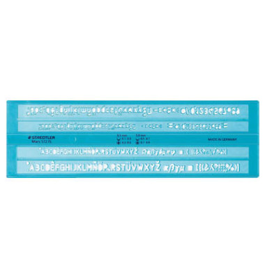 Kunststoff-Schablone Schrift Mars 572FL blau-transparent Schrifthöhe 3,5mm & 5mm