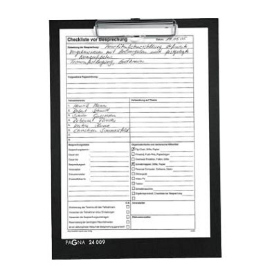 Klemmbrett 24009-04, A4, schwarz, Karton mit Kunststoffüberzug, inkl Aufhängeöse