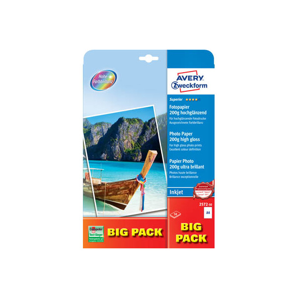 4004182410196 - Fotopapier Superior 2572-50 A4 für Inkjet 200g weiß hochglänzend einseitig bedruckbar 4004182410196 50 Stück