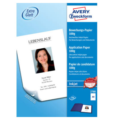 2788 Bewerbungs-Set 2788 A4 100g Inkjetpapier seidenmatt weiß