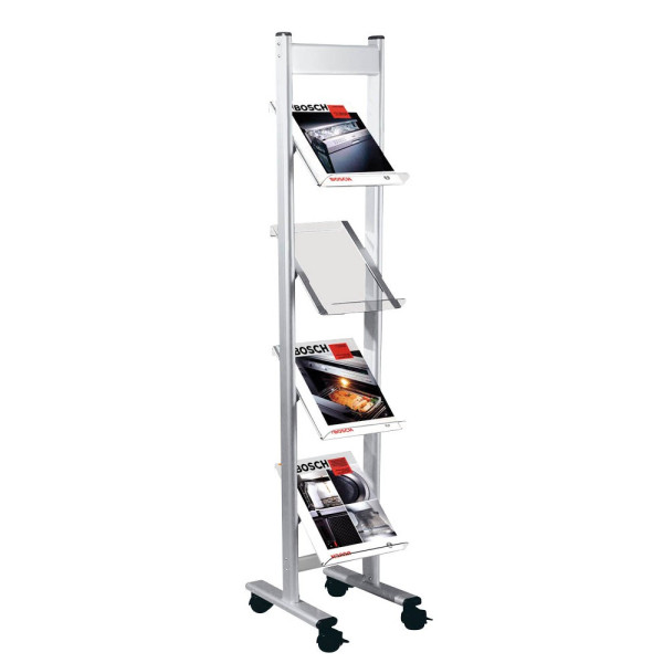 4044917433861 - Prospektregal Ecoline silber DIN A4 4 Fächer 310 x 350 x 1600 cm 1 St