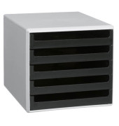 Schubladenbox 30050901 lichtgrau/schwarz 5 Schubladen offen