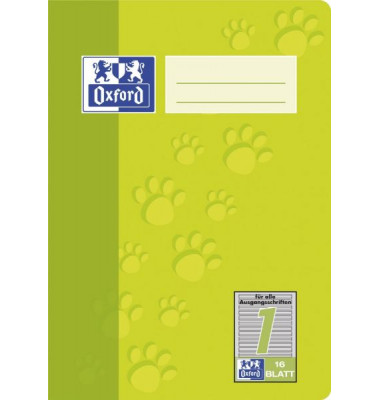 Schulheft 100050406, Lineatur 1 / Schreiblern-Lineatur / keine, A5, 90g, gr&uuml;n, 16 Blatt / 32 Seiten