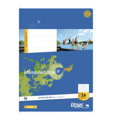 Schulheft 040416026 Style, Lineatur 26 / kariert, A4, 80g, blau, 16 Blatt / 32 Seiten