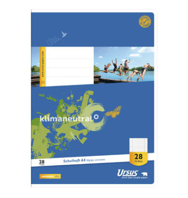 Schulheft 040416028 Style, Lineatur 28 / kariert, A4, 80g, blau, 16 Blatt / 32 Seiten