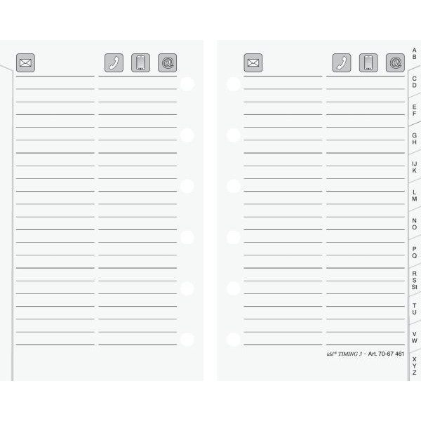 Rido / Ide Ersatzeinlage Timing 3 Adressen und Telefonregister 7,6x12,7cm