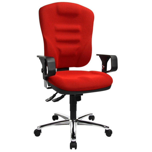 4014296152684 - Bürostuhl Softec Synchro Deluxe rot   chrom mit Armlehnen bis 110kg 4014296152684 Topstar