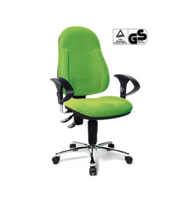 B&uuml;rostuhl Wellpoint Deluxe, apfelgr&uuml;n / schwarz, mit Armlehnen, bis 110kg, ohne Kopfst&uuml;tze
