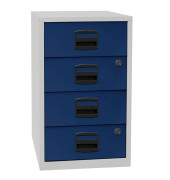 Standcontainer PFA4S505 PFA, Oxfordblau/lichtgrau, 4 Schubladen, Metall, abschlie&szlig;bar