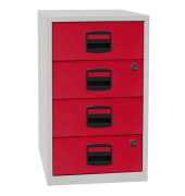 Standcontainer PFA4S506 PFA, Kardinalrot/lichtgrau, 4 Schubladen, Metall, abschlie&szlig;bar