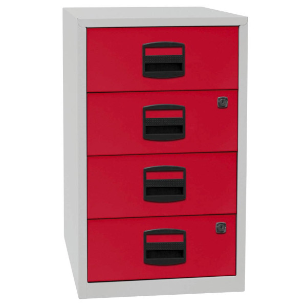 5020073749014 - Standcontainer PFA PFA4S506 Metall rot lichtgrau 4 normale Schubladen abschließbar 5020073749014 Bisley