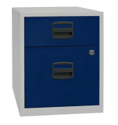 Rollcontainer PFA PFAM1S1F505 Metall oxfordblau/lichtgrau, 1 normale Schublade, mit extra Hängeregisterauszug, abschließbar